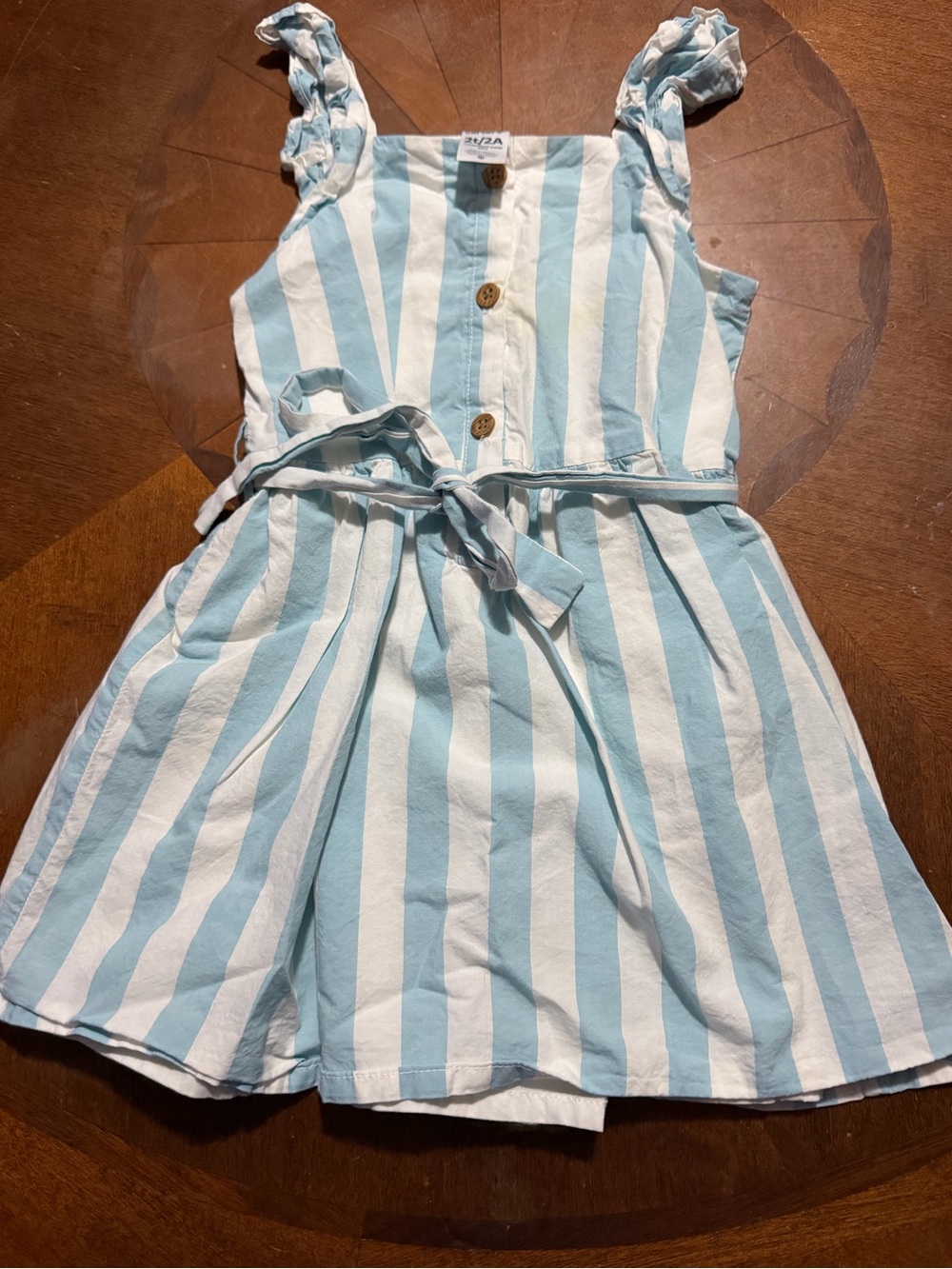 Carter's Light Blue & White Striped Tie-Waist Dress